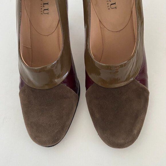 Anyi Lu Pumps Suede Patent Leather Made in Italy - Picture 5 of 15